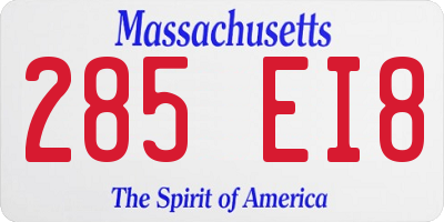 MA license plate 285EI8