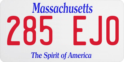 MA license plate 285EJ0