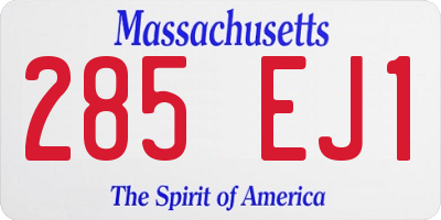 MA license plate 285EJ1