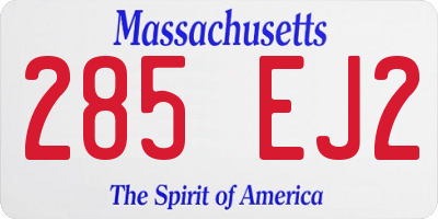 MA license plate 285EJ2