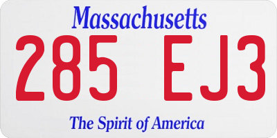 MA license plate 285EJ3