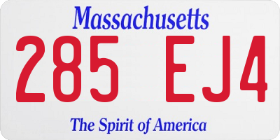 MA license plate 285EJ4