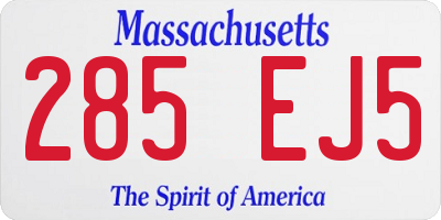 MA license plate 285EJ5