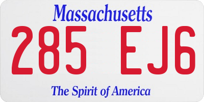 MA license plate 285EJ6