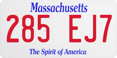 MA license plate 285EJ7