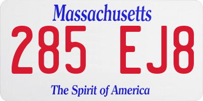 MA license plate 285EJ8