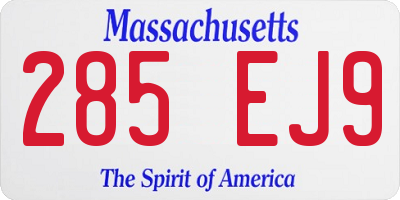 MA license plate 285EJ9