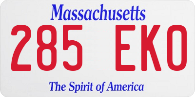 MA license plate 285EK0