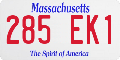 MA license plate 285EK1