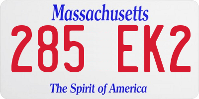 MA license plate 285EK2