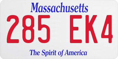 MA license plate 285EK4