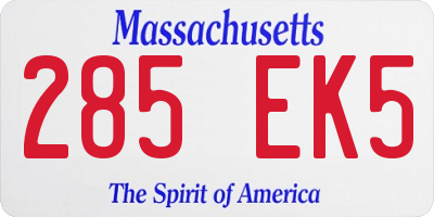 MA license plate 285EK5