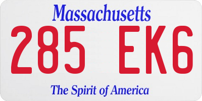 MA license plate 285EK6