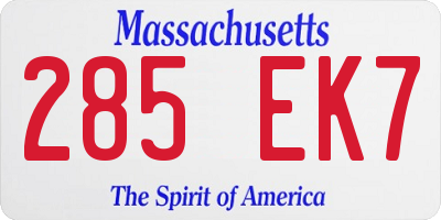 MA license plate 285EK7