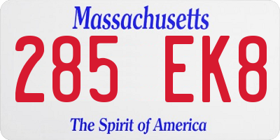 MA license plate 285EK8