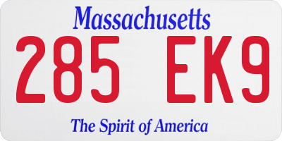 MA license plate 285EK9