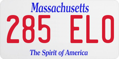 MA license plate 285EL0