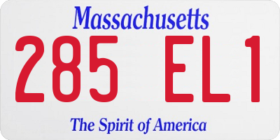 MA license plate 285EL1