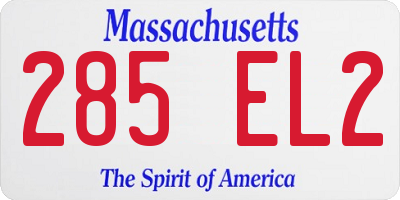 MA license plate 285EL2