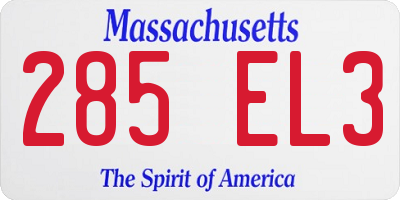 MA license plate 285EL3