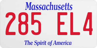 MA license plate 285EL4