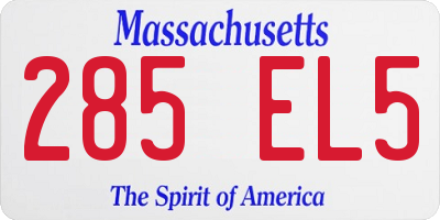 MA license plate 285EL5