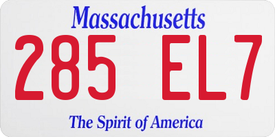 MA license plate 285EL7