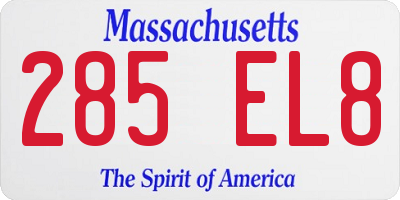 MA license plate 285EL8