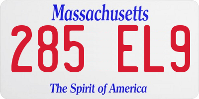 MA license plate 285EL9