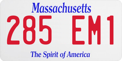 MA license plate 285EM1