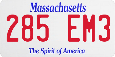 MA license plate 285EM3