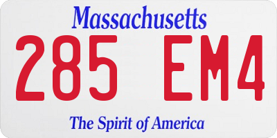 MA license plate 285EM4