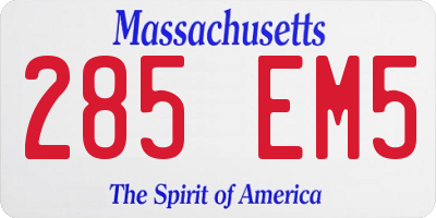 MA license plate 285EM5