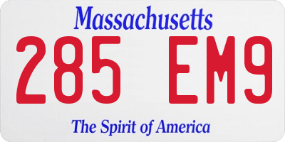 MA license plate 285EM9