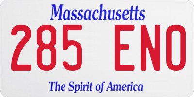 MA license plate 285EN0