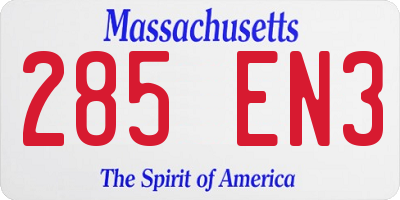 MA license plate 285EN3
