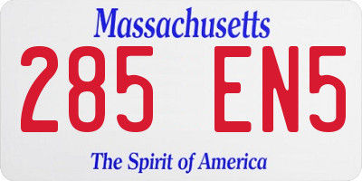 MA license plate 285EN5