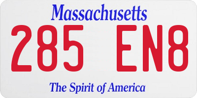 MA license plate 285EN8