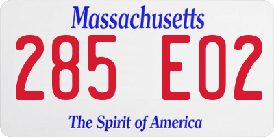 MA license plate 285EO2