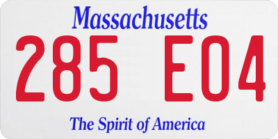 MA license plate 285EO4