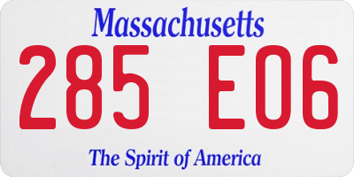 MA license plate 285EO6