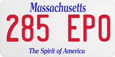 MA license plate 285EP0
