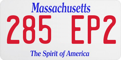 MA license plate 285EP2