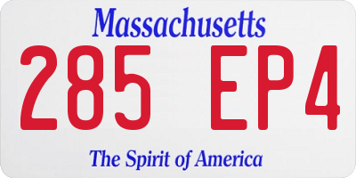 MA license plate 285EP4