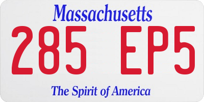 MA license plate 285EP5