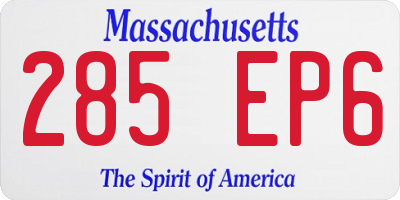 MA license plate 285EP6