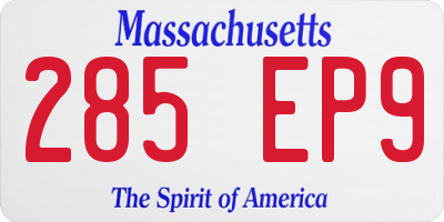 MA license plate 285EP9