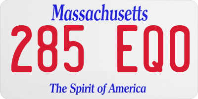 MA license plate 285EQ0