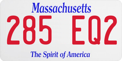 MA license plate 285EQ2