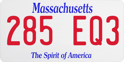 MA license plate 285EQ3